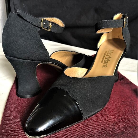 Vintage 90s Max Mara made in Italy kitten heel mary janes strappy shoes heels - Picture 8 of 15